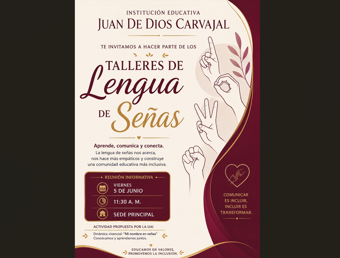 Invitación a taller de lengua de señas